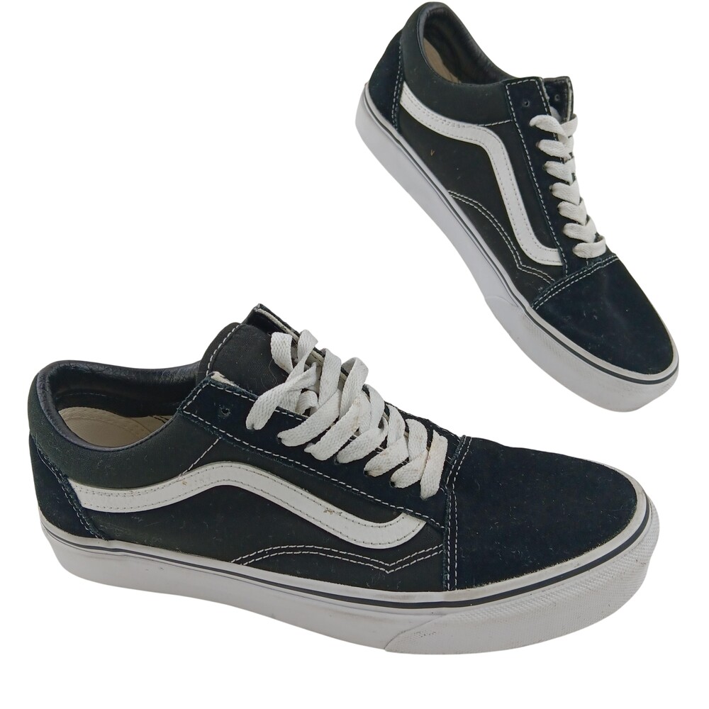 Vans Old Skool Shoes Mens Size 7.5 Black Suede Skate Casual Sneakers 500714
